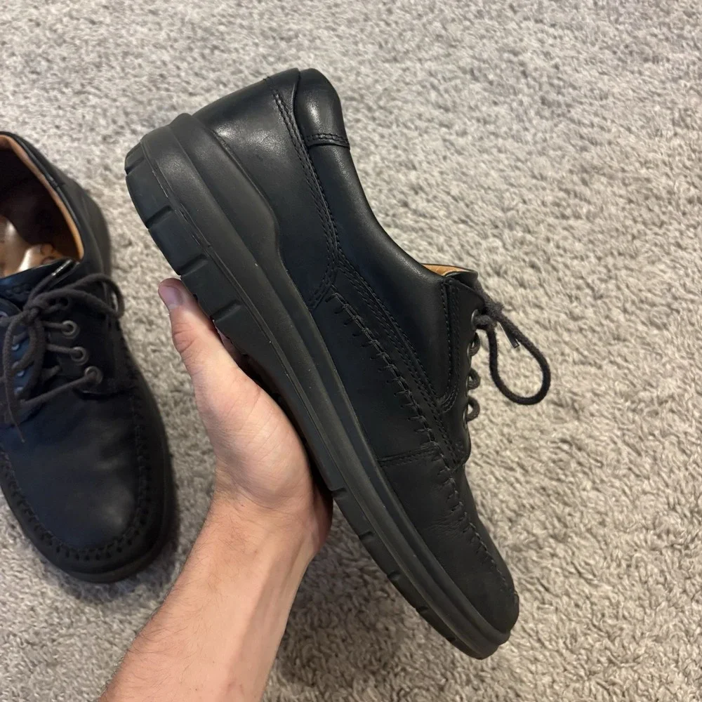 Ecco Seawalker Shoes Mens Size 10 / 44 Black Leather Oxford Casual Comfort Golf